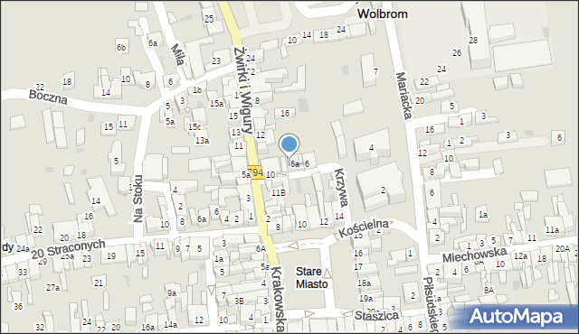 Wolbrom, Krzywa, 8, mapa Wolbrom