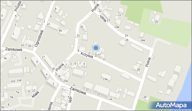 Wolin, Krzywa, 11, mapa Wolin