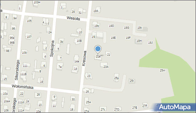 Wołomin, Kresowa, 21a, mapa Wołomin