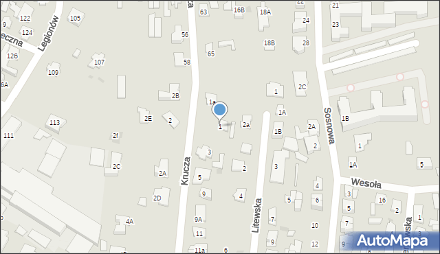 Wołomin, Krucza, 1, mapa Wołomin