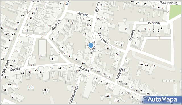 Wolsztyn, Krótka, 5, mapa Wolsztyn