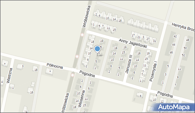 Wróblowice, Królowej Jadwigi, 9, mapa Wróblowice