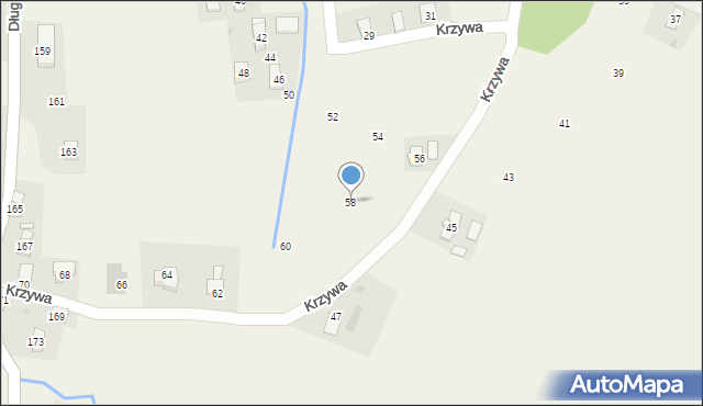 Wrocanka, Krzywa, 58, mapa Wrocanka