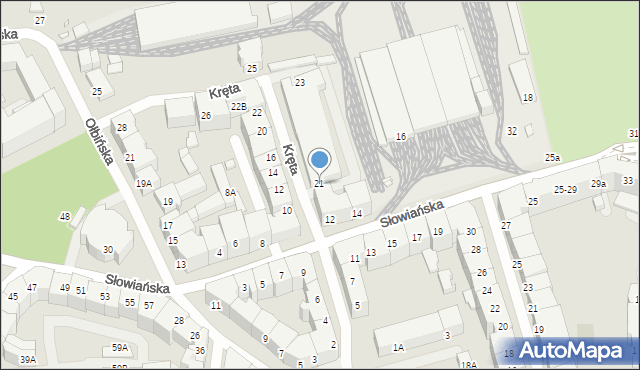 Wrocław, Kręta, 21, mapa Wrocławia