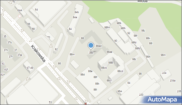 Wrocław, Krakowska, 38d, mapa Wrocławia