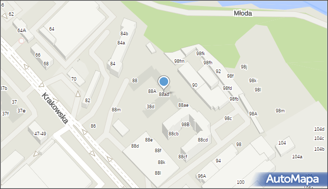 Wrocław, Krakowska, 88ad, mapa Wrocławia