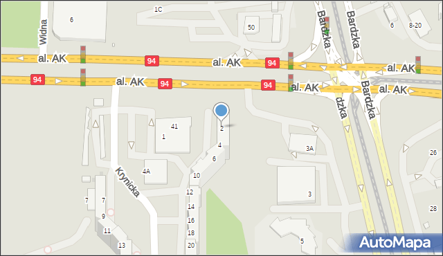 Wrocław, Krynicka, 2, mapa Wrocławia