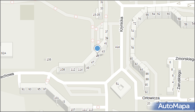 Wrocław, Krynicka, 45, mapa Wrocławia