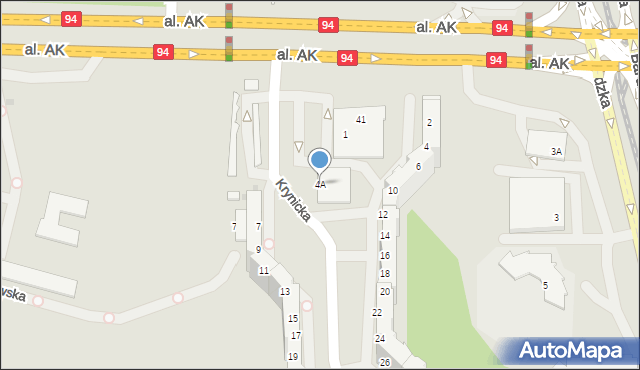 Wrocław, Krynicka, 4A, mapa Wrocławia