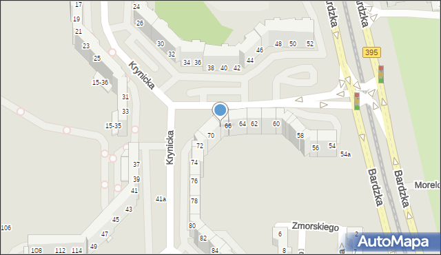 Wrocław, Krynicka, 68, mapa Wrocławia