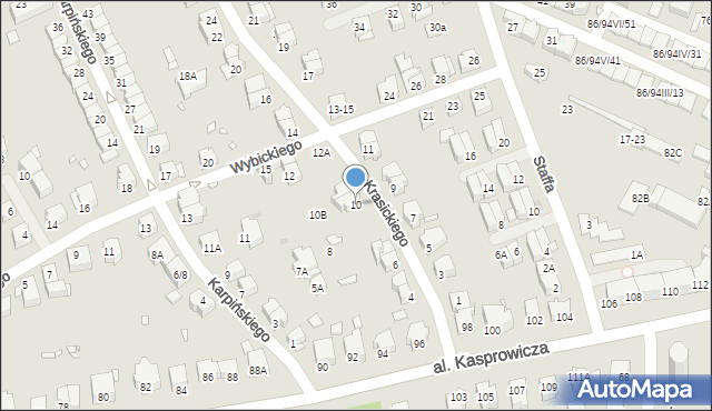 Wrocław, Krasickiego Ignacego, bp., 10, mapa Wrocławia