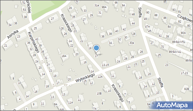 Wrocław, Krasickiego Ignacego, bp., 17, mapa Wrocławia