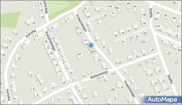 Wrocław, Krasickiego Ignacego, bp., 20, mapa Wrocławia