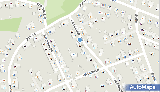 Wrocław, Krasickiego Ignacego, bp., 22, mapa Wrocławia