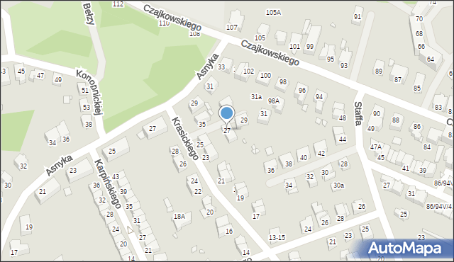 Wrocław, Krasickiego Ignacego, bp., 27, mapa Wrocławia