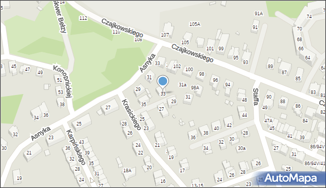 Wrocław, Krasickiego Ignacego, bp., 33, mapa Wrocławia