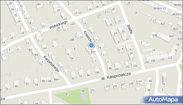 Wrocław, Krasickiego Ignacego, bp., 6, mapa Wrocławia