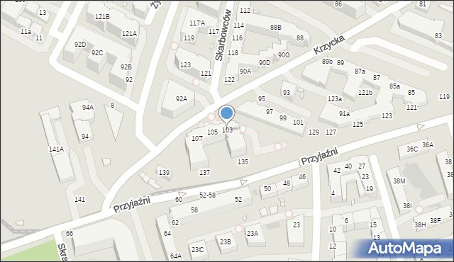 Wrocław, Krzycka, 103, mapa Wrocławia