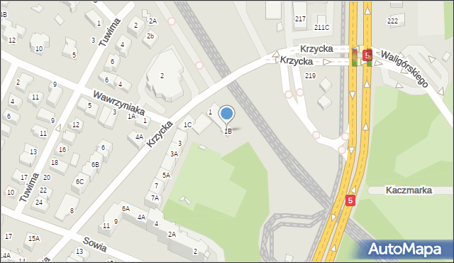 Wrocław, Krzycka, 1B, mapa Wrocławia