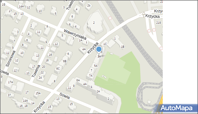 Wrocław, Krzycka, 3A, mapa Wrocławia