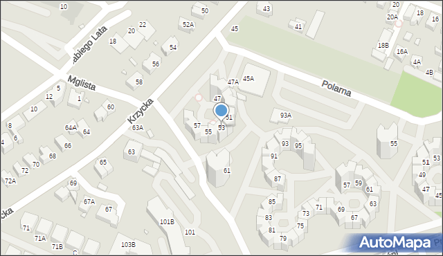 Wrocław, Krzycka, 53, mapa Wrocławia