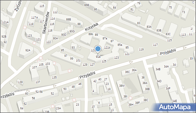 Wrocław, Krzycka, 91a, mapa Wrocławia