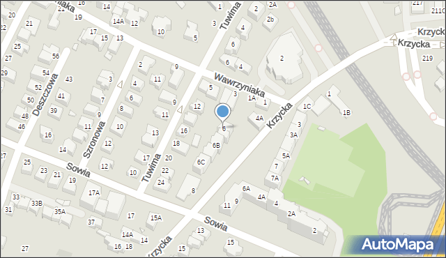 Wrocław, Krzycka, 6, mapa Wrocławia