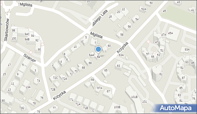 Wrocław, Krzycka, 64, mapa Wrocławia