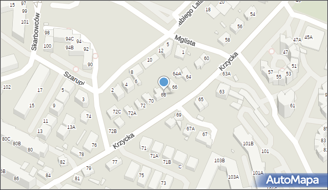 Wrocław, Krzycka, 68, mapa Wrocławia