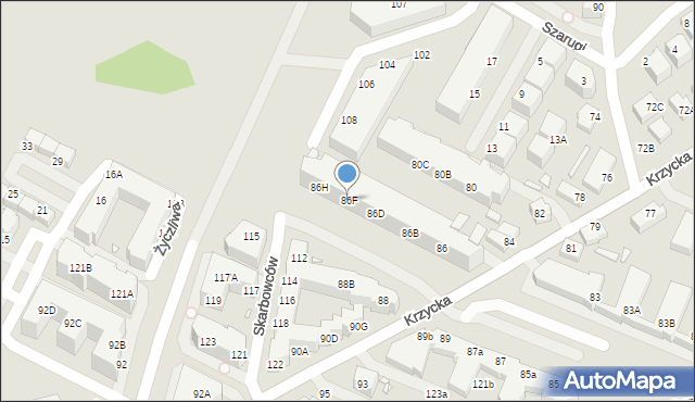 Wrocław, Krzycka, 86F, mapa Wrocławia
