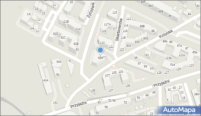 Wrocław, Krzycka, 92A, mapa Wrocławia