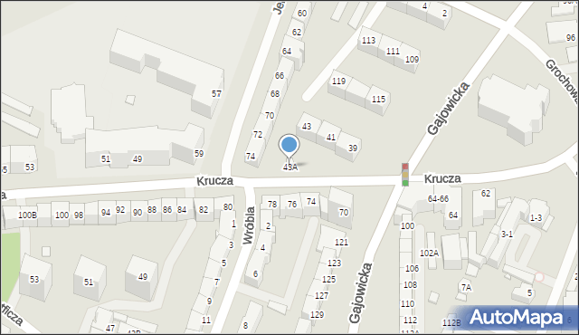 Wrocław, Krucza, 43A, mapa Wrocławia