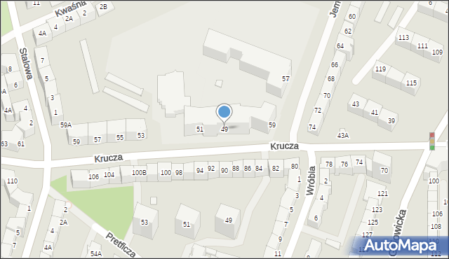 Wrocław, Krucza, 49, mapa Wrocławia