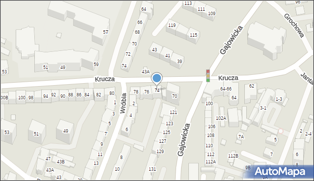 Wrocław, Krucza, 74, mapa Wrocławia