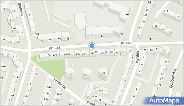 Wrocław, Krucza, 94, mapa Wrocławia