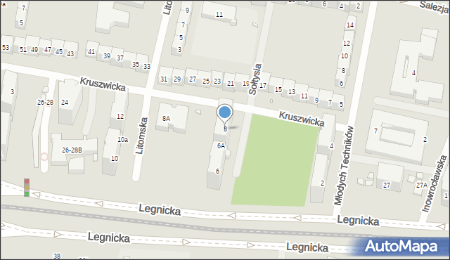 Wrocław, Kruszwicka, 8, mapa Wrocławia