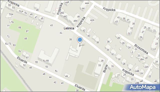 Wrocław, Krępicka, 37, mapa Wrocławia