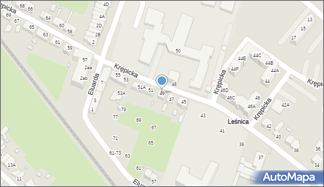 Wrocław, Krępicka, 49, mapa Wrocławia