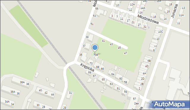 Wrocław, Krępicka, 70A, mapa Wrocławia