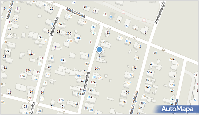 Wrocław, Krzeszowska, 6, mapa Wrocławia