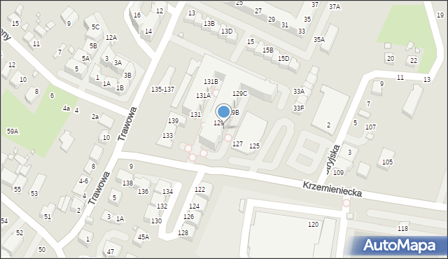 Wrocław, Krzemieniecka, 129A, mapa Wrocławia