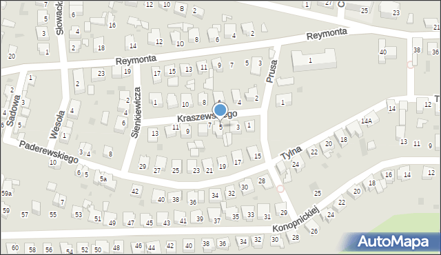 Wschowa, Kraszewskiego, 5, mapa Wschowa