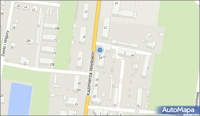 Wschowa, Króla Kazimierza Wielkiego, 14, mapa Wschowa