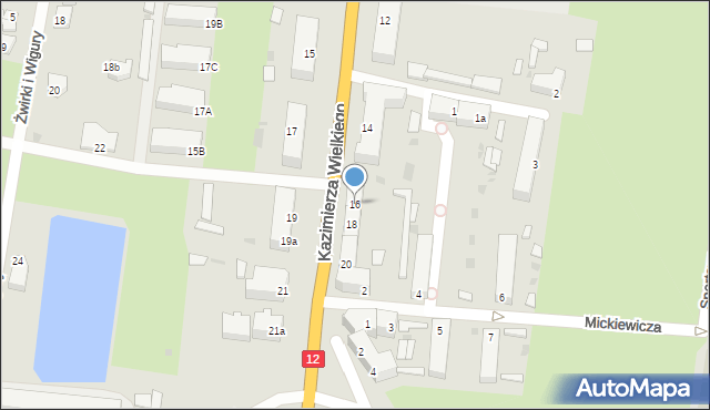 Wschowa, Króla Kazimierza Wielkiego, 16, mapa Wschowa