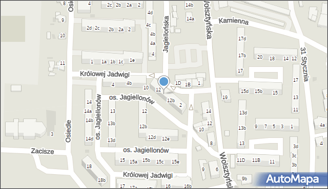 Wschowa, Królowej Jadwigi, 12a, mapa Wschowa