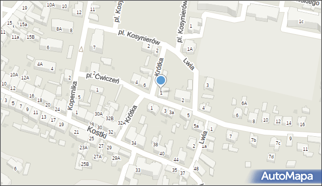 Wschowa, Krótka, 1, mapa Wschowa