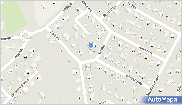 Wyszków, Krótka, 1, mapa Wyszków