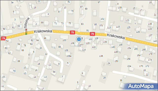 Zabierzów, Krakowska, 112, mapa Zabierzów