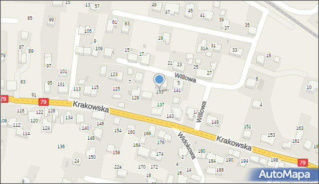 Zabierzów, Krakowska, 133, mapa Zabierzów