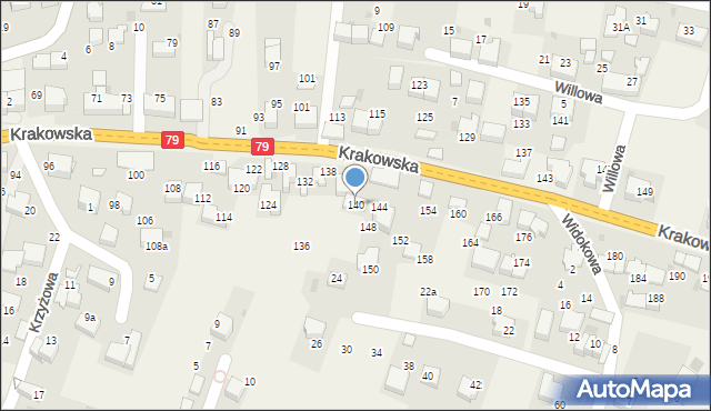 Zabierzów, Krakowska, 140, mapa Zabierzów